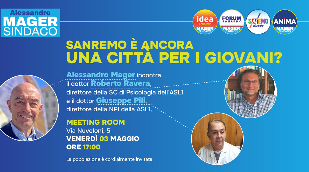 Venerdì dibattito pubblico con Roberto Ravera e Giuseppe Pili: “Sanremo è ancora una città per i giovani?”